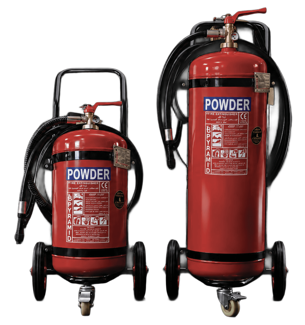 PYRAMID Mobile Dry Chemical Powder Fire Extinguishers 25 50 KG